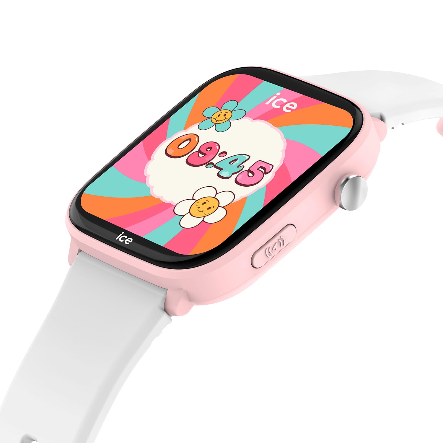 ICE-WATCH - Ice Smart Junior Find Hub Pink White - Montre connectée gélocalisable Android Rose avec Bracelet en Silicone - 025681 (36mm) - Compatible Find Hub, sans abonnement et sans Carte SIM