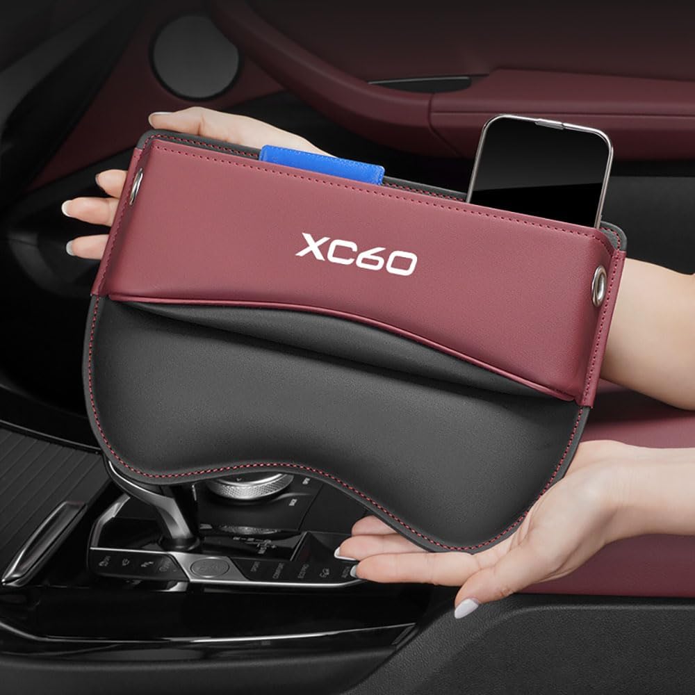 Organizer Per Seggiolino Auto Obumi Per Volvo XC60 - Scatola Portaoggetti Con USB, Beige, Per Riempire Spazio Tra Sedili