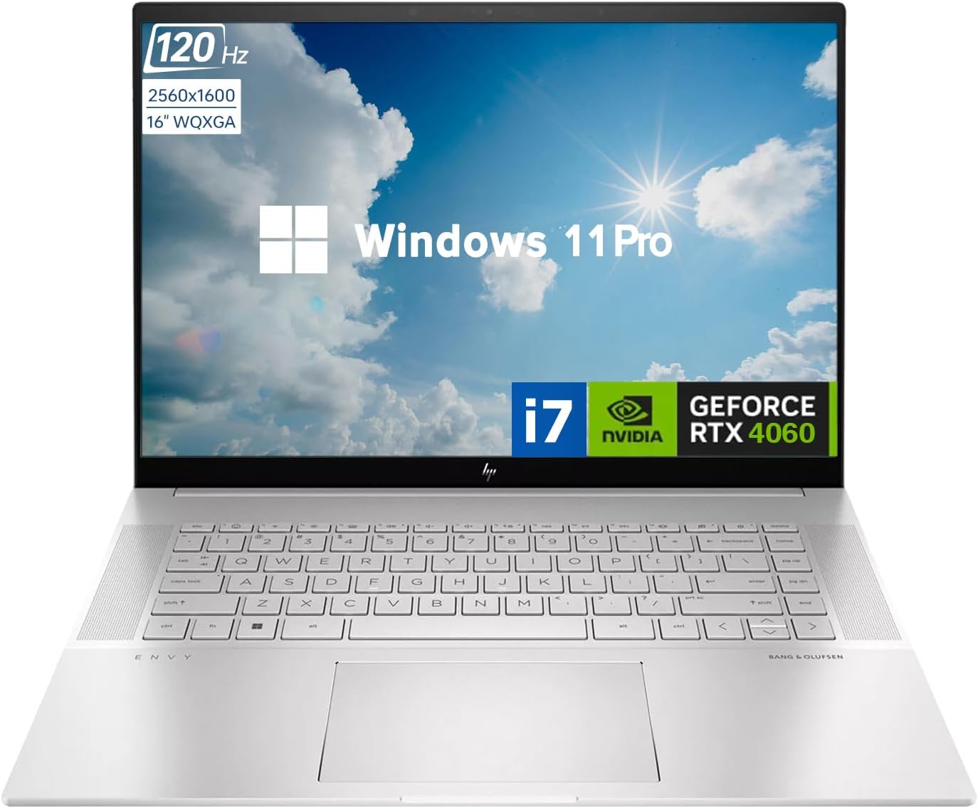 HP Envy i7 4060 Business Laptop, 16" WQXGA Touchscreen 120Hz, Intel Core i7-13700H, GeForce RTX 4060, 64GB DDR5 RAM, 4TB PCIe M.2 SSD, Wi-Fi 6, Windows 11 Pro, Silver
