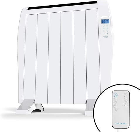 Cecotec Radiador Eléctrico Bajo Consumo ReadyWarm 1200 Thermal. 6 Elementos, 900 W, De pared o pie, 3 Modos, Temporizador, Mando a Distancia, Pantalla ...