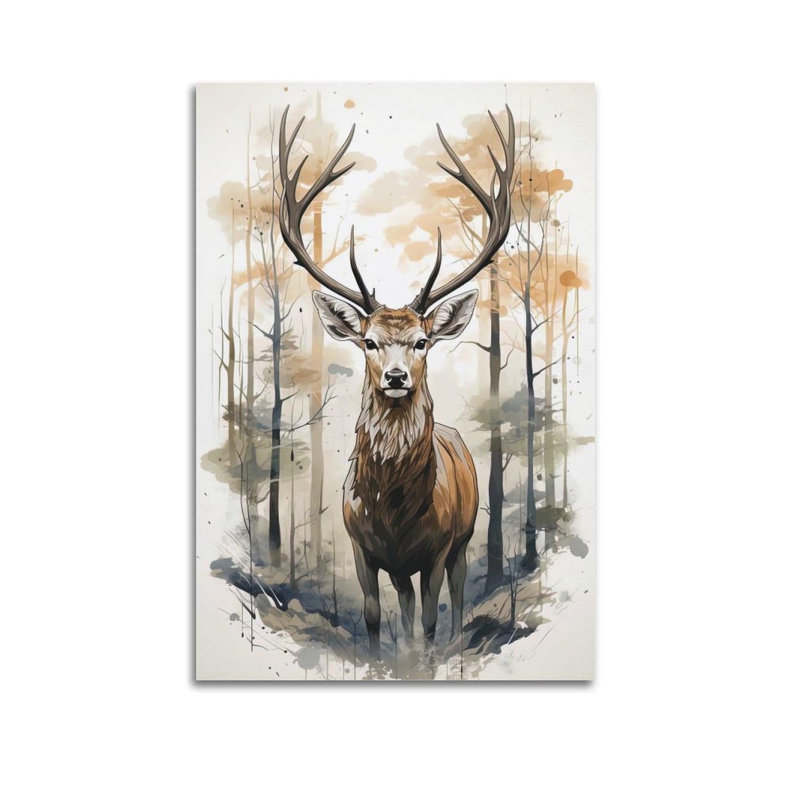 WPHSFX Animal Poster Forest Stag Poster Decorative Painting Canvas Wall Posters And Art Picture Print Modern Family Bedroom Decor Posters 24x36inch(60x90cm)