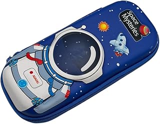 كيو شوب® مقلمة كرتونية - مقلمة كرتونية لطيفة صلبة ومتينة مع جيب شبكي داخلي لتنظيم مثالي للاقلام واللوازم المدرسية (سبيس ميستيريز)