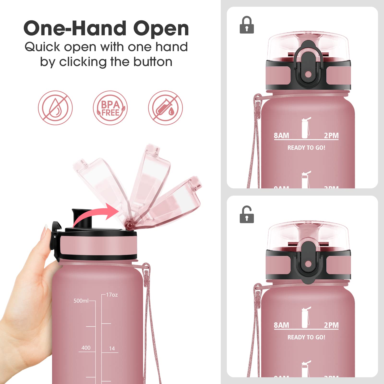 KollyKolla Gourde Isotherme 1 Litre, Bouteille Isotherme En Acier Inoxydable Avec En Paille, Gourde Inox Sans BPA, Réutilisable, Anti-Fuite, Pour Enfant, Adultes, Sport, École, Cyclisme - 2 Couvercles