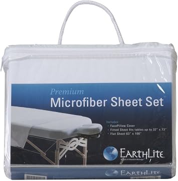EarthLite Premium Microfiber Massage Sheet Set - Silky, Wrinkle Resistant, Quick Drying, 3piece Set (Fitted, Top, Face Pillow Cover)