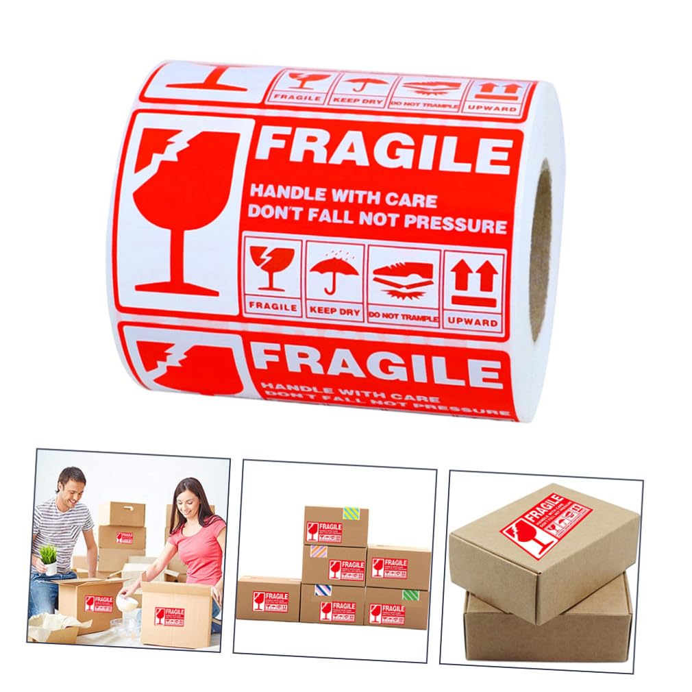 Housoutil 900 Pezzi Adesivi Fragile Handle With Care Etichette Adesive per Spedizione e Traslochi Etichette Avvertenza Resistente per Imballaggi e Trasporto Sicuro