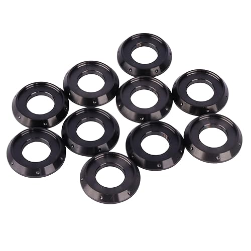 Miniatura 5 de UHDFBDHF 10Pcs Arandela de brida de titanio M5 M6 M8 M10 para motocicleta y automóvil (Negro, M8)