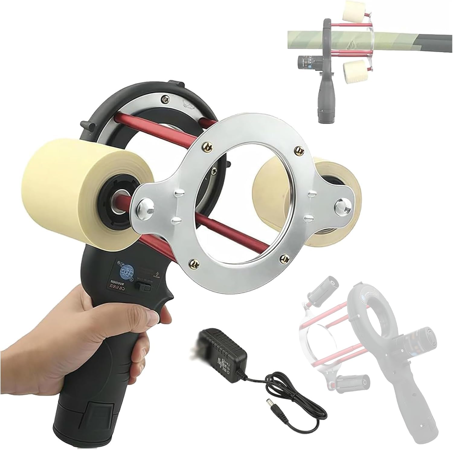 QYLTTDM Handheld Electric Cable Wrapping Machine, Electric Air Conditioner Tape Wrapping Machine with 1.5AH Battery, 27W Portable Air Conditioner Tape Wrapping Machine, 70-380 RPM Adjustable Speed