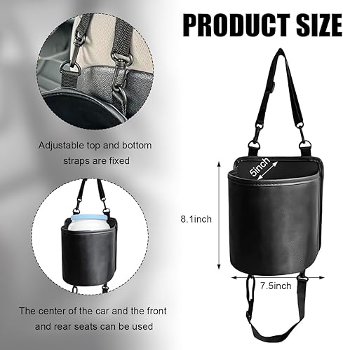 Miniatura 2 de Bolsa adaptadora grande para portavasos lateral de automóvil, bolsa de almacenamiento colgante para botella de agua, taza y bebida, organizador