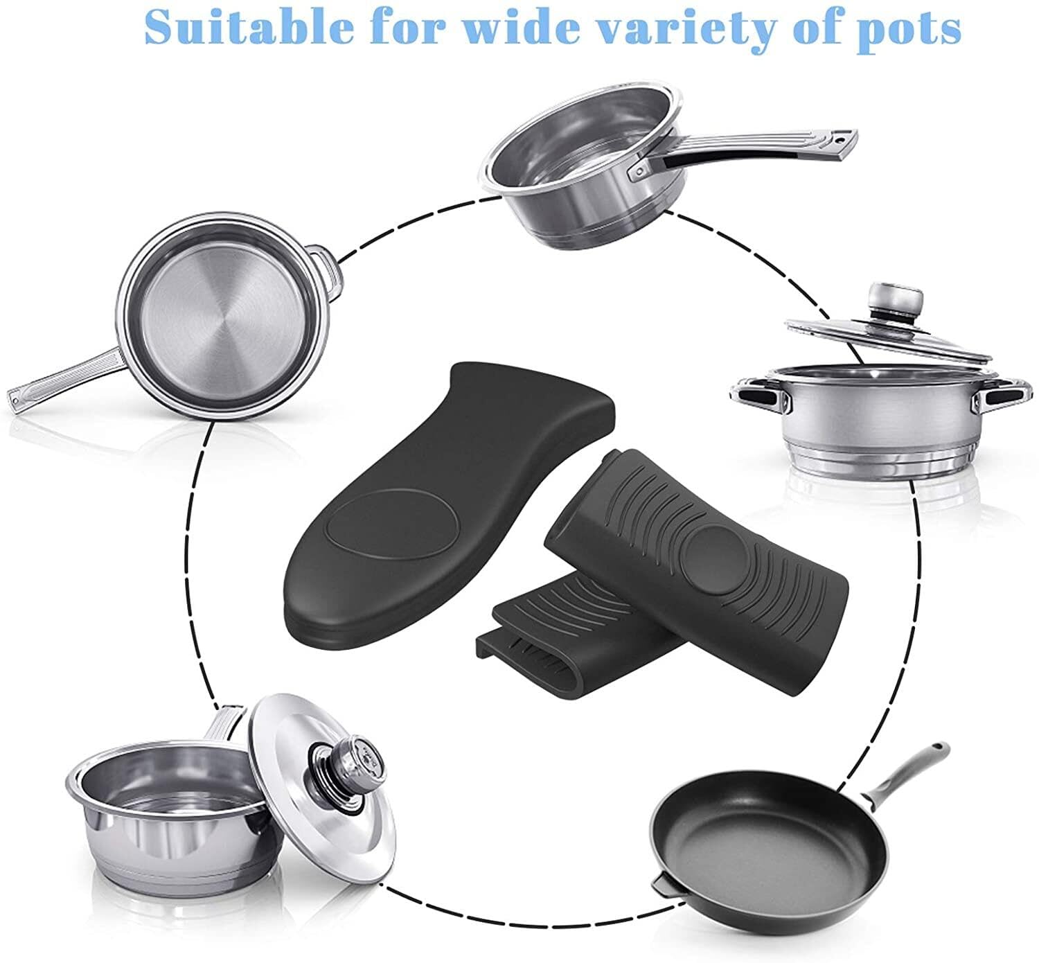 Yunnyp 8pcs Silicone Hot Handle Holders, Non-Slip Pot Handle Sleeves For Cast Iron Skillets Kitchen Cookware Accessories