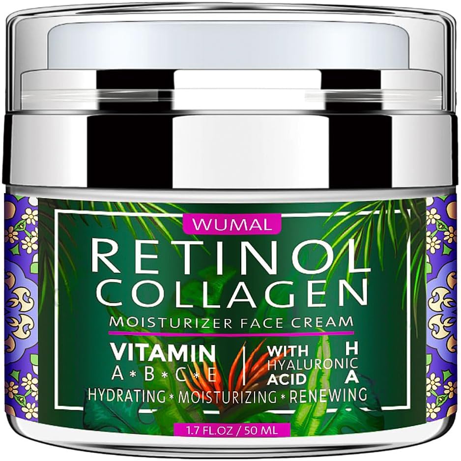 Retinol Cream with Collagen & Hyaluronic Acid - Face Moisturizer for Women and Men - Reduces Wrinkles, Fine Lines and Dryness - 1.7 oz