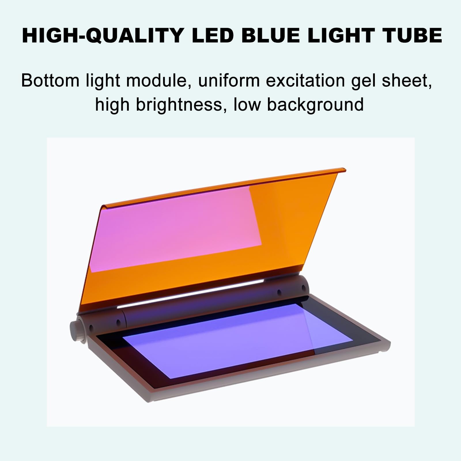 Transiluminador LED azul 470 nm, cortador de gel con luz azul, proyector UV para proteínas y ácidos nucleicos, longitud de onda máxima 470 nm, para visualización de electroforesis en gel y corte de ge