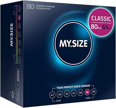 MY.SIZE Classic Condoms Size 6 I 64 mm Width I 80 Pieces mega Pack I Premium Condom Extra Thin I Kondoms True to Touch Gossamer I Thin 0.07 mm wall Thickness I Vegan I Condoms for Men