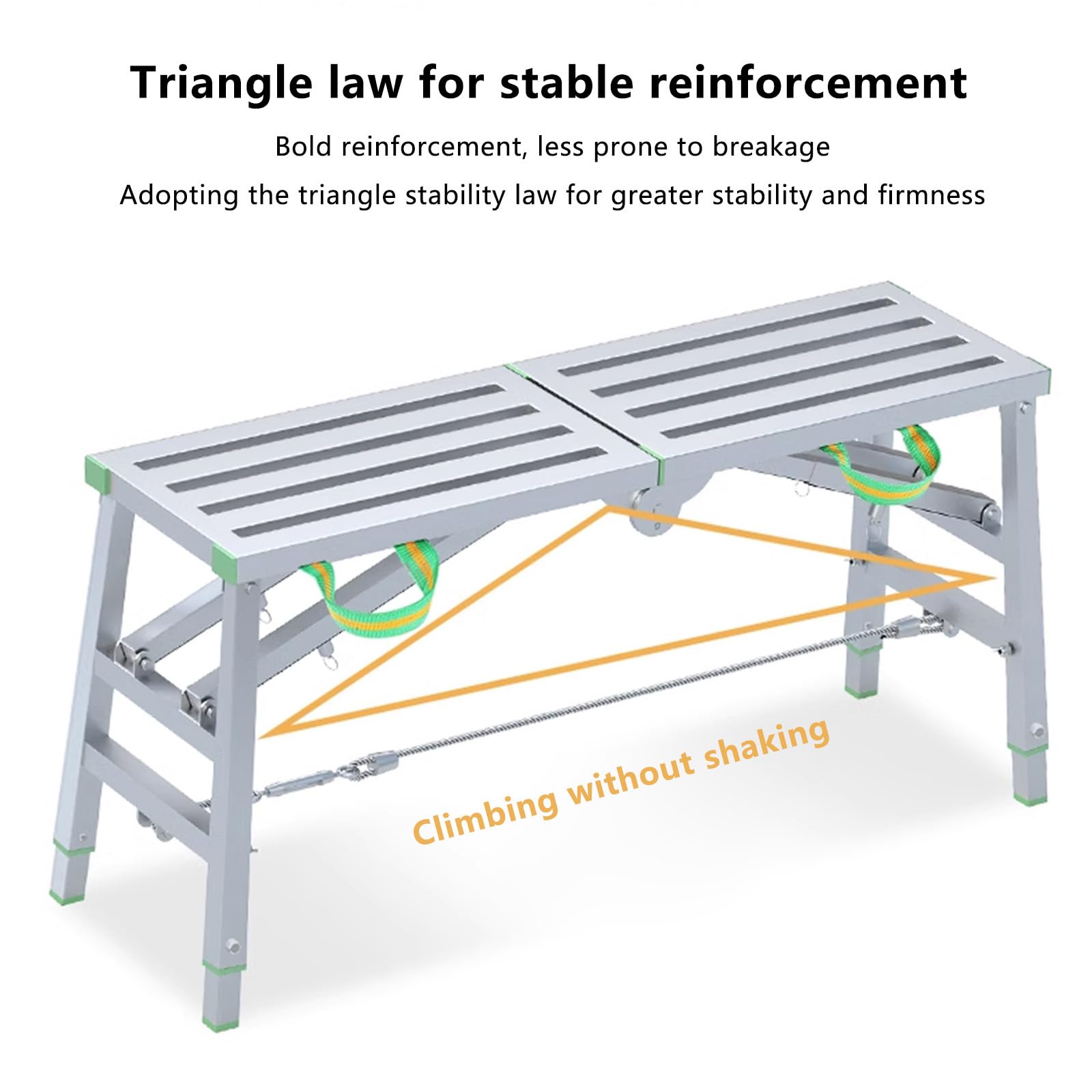 Plataforma de Trabajo Portátil Multifuncional de Aluminio,Plataforma de andamio,Plataforma de trabajo de aluminio para limpieza de techo,pintura y lavado de automóviles,carga máxima de (Size:160*30cm)