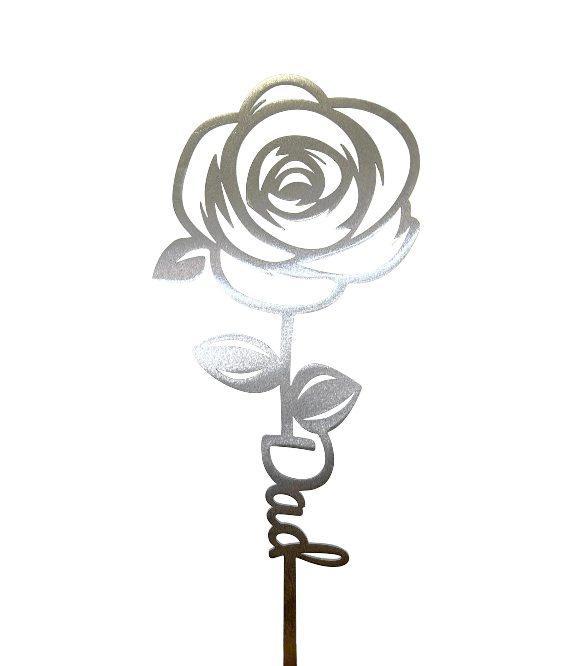 Image Industry Dad Steel Rose Cutout – Rustic Garden Sculpture Gift for Dad | Metal Rose Memorial Ornament | Outdoor Garden Art UK