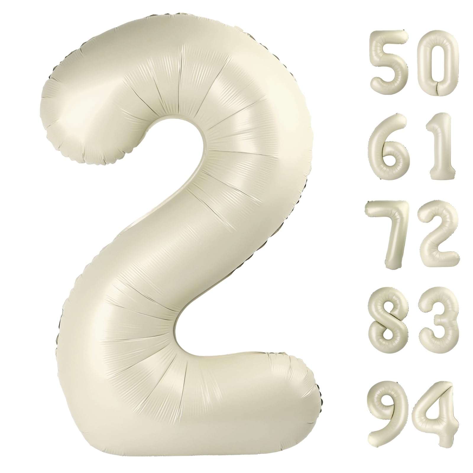 Cream 2 Balloon, Cream Number Balloons 40 Inch, 2nd Number Birthday Decorations, Second Two Birthday Party Supplies, Number 2 Balloon