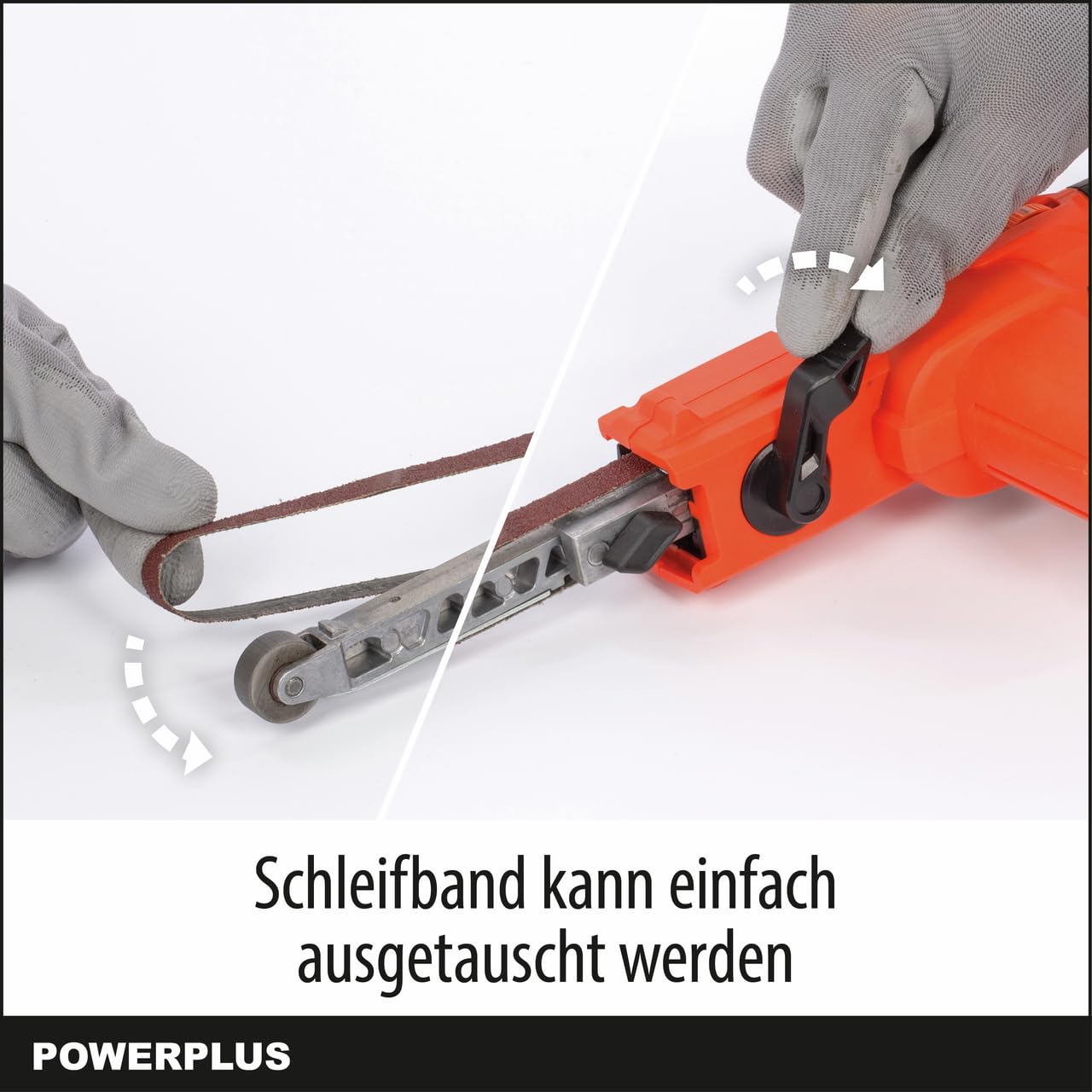 Dual Power Akku-Feilenschleifer POWDP50700-20V Elektrowerkzeug Bandschleifer - Fingerschleifer Schleifband 457x13mm - Handschleifer800min-1 - ohne Akku und Ladegerät - mit 1 Acc.