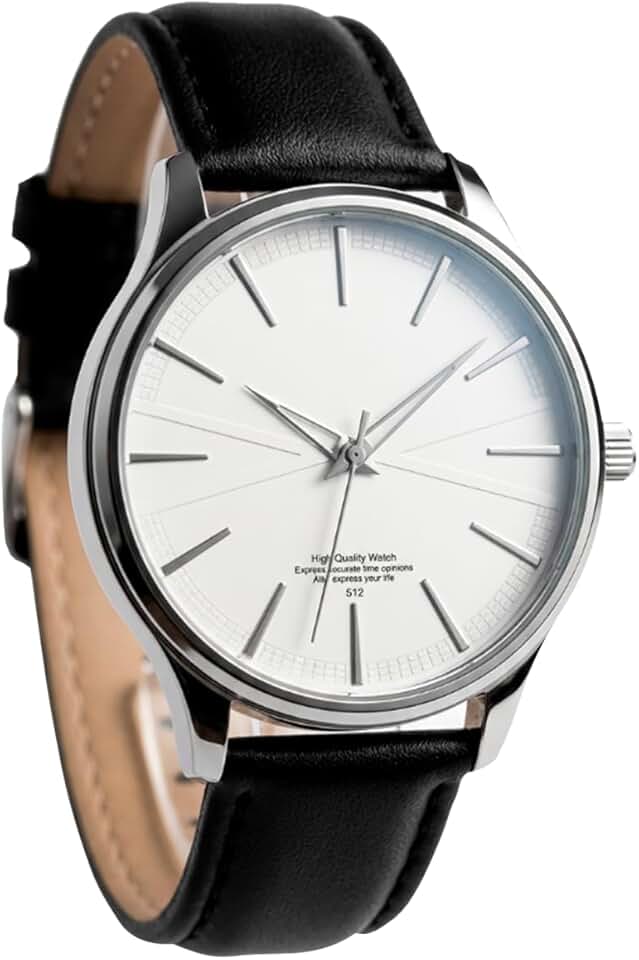 Relógio Masculino Análogico Cor Prata Com Pulseira de Couro Preta Resistente À Água Moderno De Luxo Social 43mm Quartzo Casual Importado Resistente