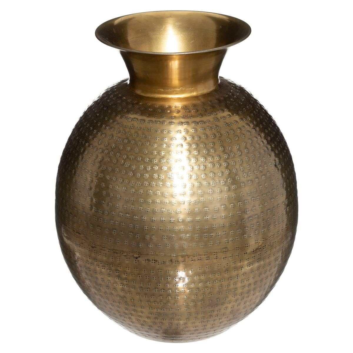 Vase en Métal Doré Martelé H 40 cm - Atmosphera