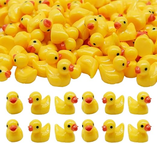 100 Pcs Mini Resin Ducks Tiny Ducks Miniature Duck Figures for Slime Charms DIY Craft Micro Landscape Garden Aquarium Dollhouse Decoration for Christmas Birthday Party