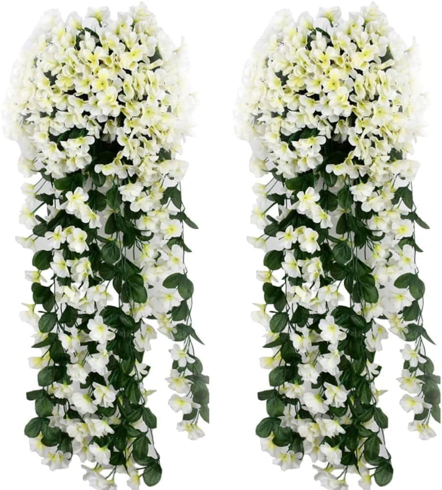 YATUOPNG Artificial Plant In Pot-Vivid Hanging Orchid Bunch,Flower Decor,Colorful Bouquet(White)