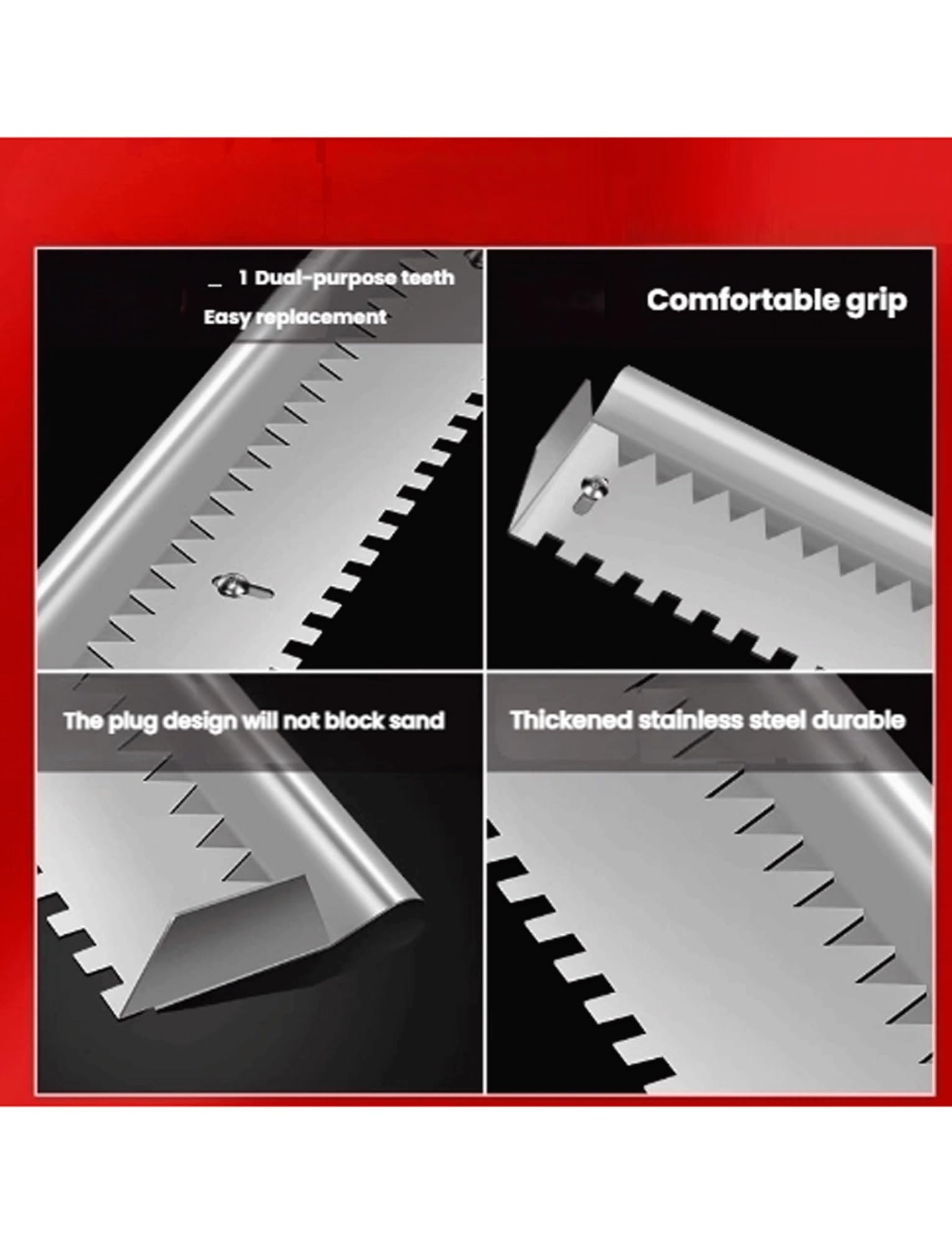 Paleta grande dentada de aleación de aluminio, espátula for enyesar, llana for azulejos, herramienta for ranurar(75cm/29in)