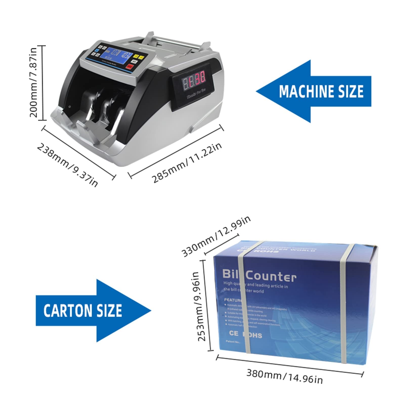 XD-8800 Rilevatore di denaro multi -valuta con banco di denaro UV/mg/ir Bill conta con UV/Mg/IR/DBL/HLF/CHN Rilevamento contraffatto