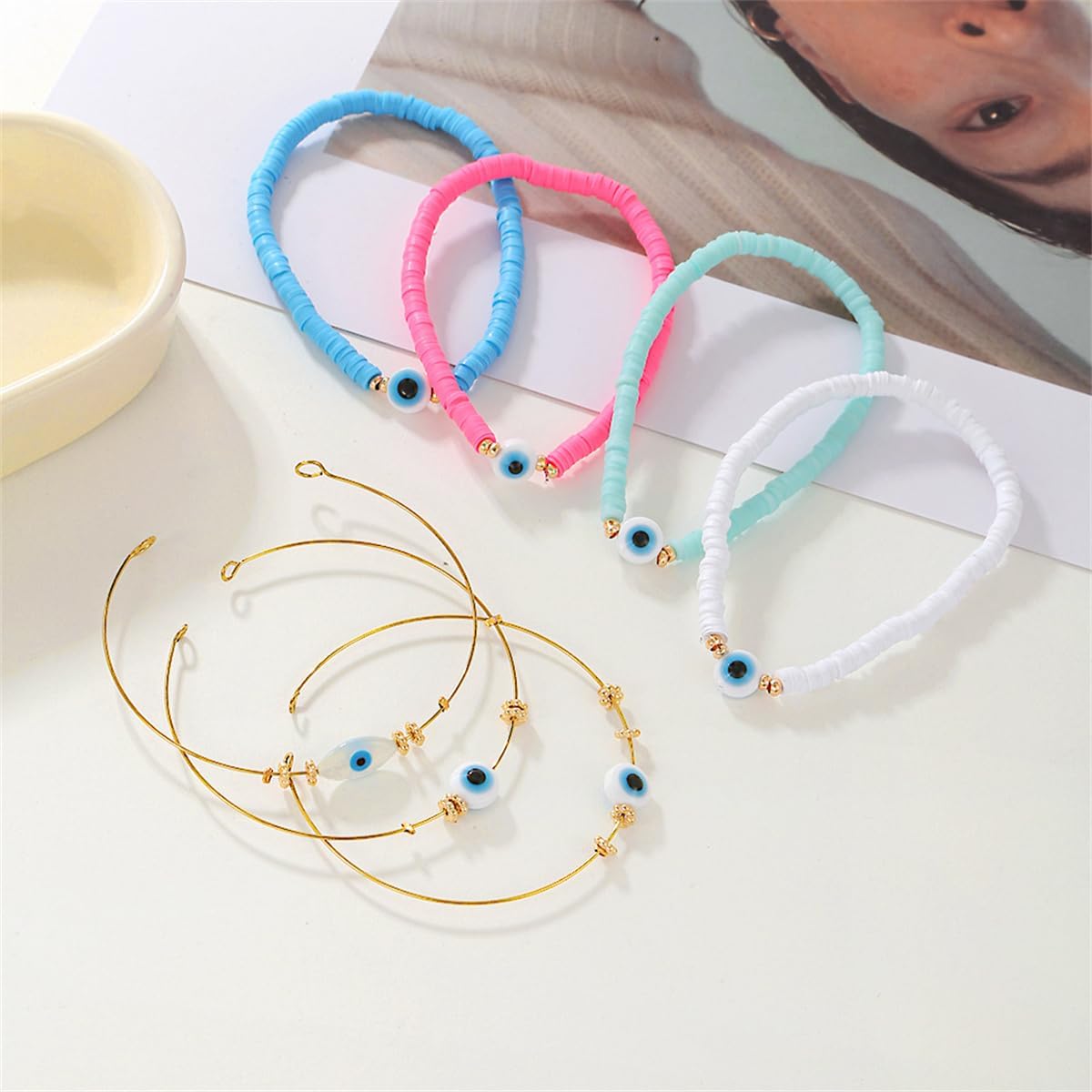 Evil Eye Bracelets for Women,Lucky Blue Eye Bracelet,14K Gold Plated Evil Eye Chain Bracelet for Women,Evil Eye Jewelry - Image 5