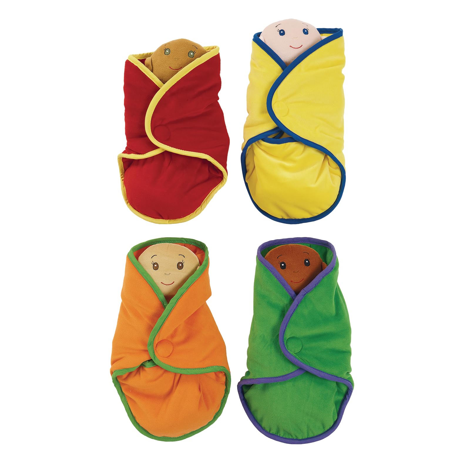 Excellerations 14" Dolls with Swaddle Blanket & Removeable Diapers Set of 4
