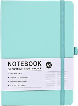 PU Leather Notebook A5, 21.5x14.5cm Hardback Notebooks 192 Lined Thick Page with Pen Loop Girls Journal for Office Work School Writing