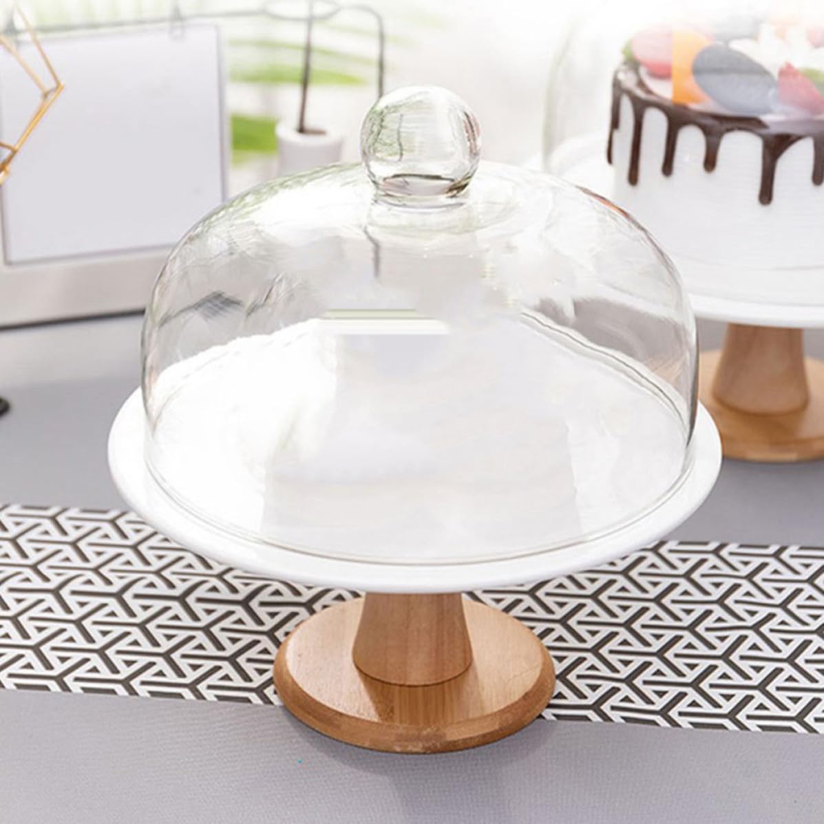 VOSAREA Présentoir à Gâteau de Mariage Petit en Verre avec Couvercle