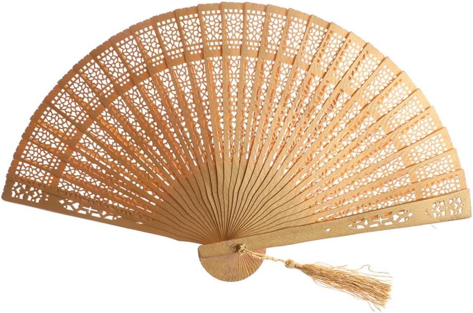 Wedding Wooden Folding Fan Hollow Carved Vintage Women Small Sandalwood Scented Hand Birthday Gifts