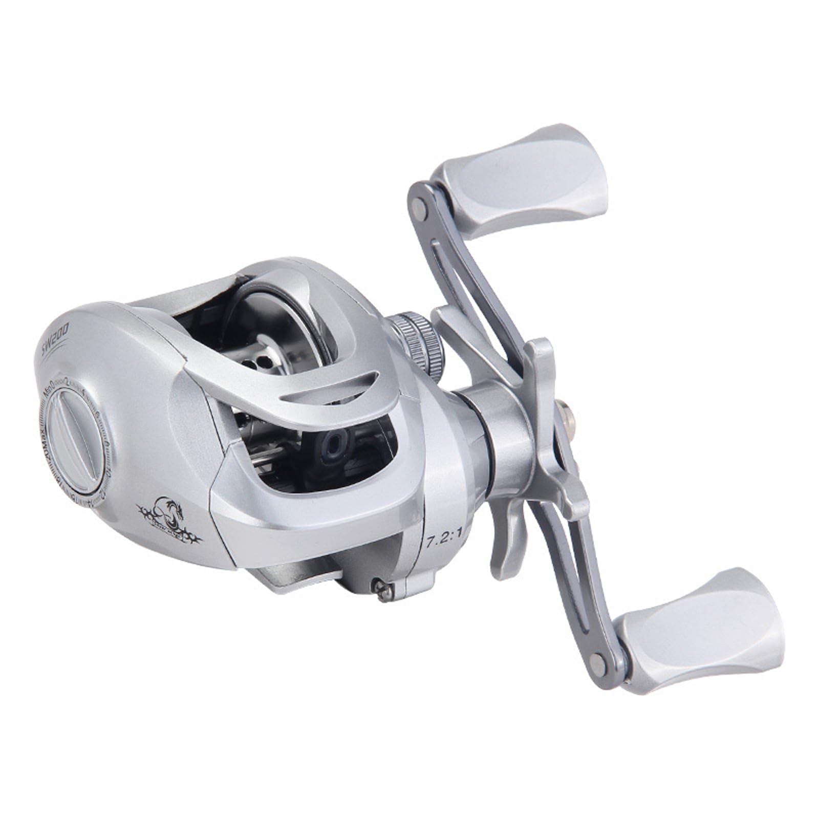 Moulinet Casting Baitcaster Léger Main Gauche 7.2:1, Moulinet de Pêche avec Frein Magnétique 20 Niveaux, Frein de 10 kg, Bobine en Aluminium, pour Pêche en Mer, Surfcasting et Eau Douce