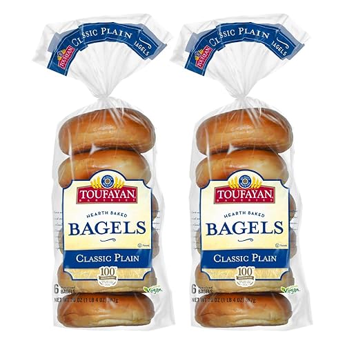 Toufayan Bagels precortados lisos, veganos, kosher, 2 paquetes (12 bagels en total), textura suave, ideal para desayuno o sándwiches