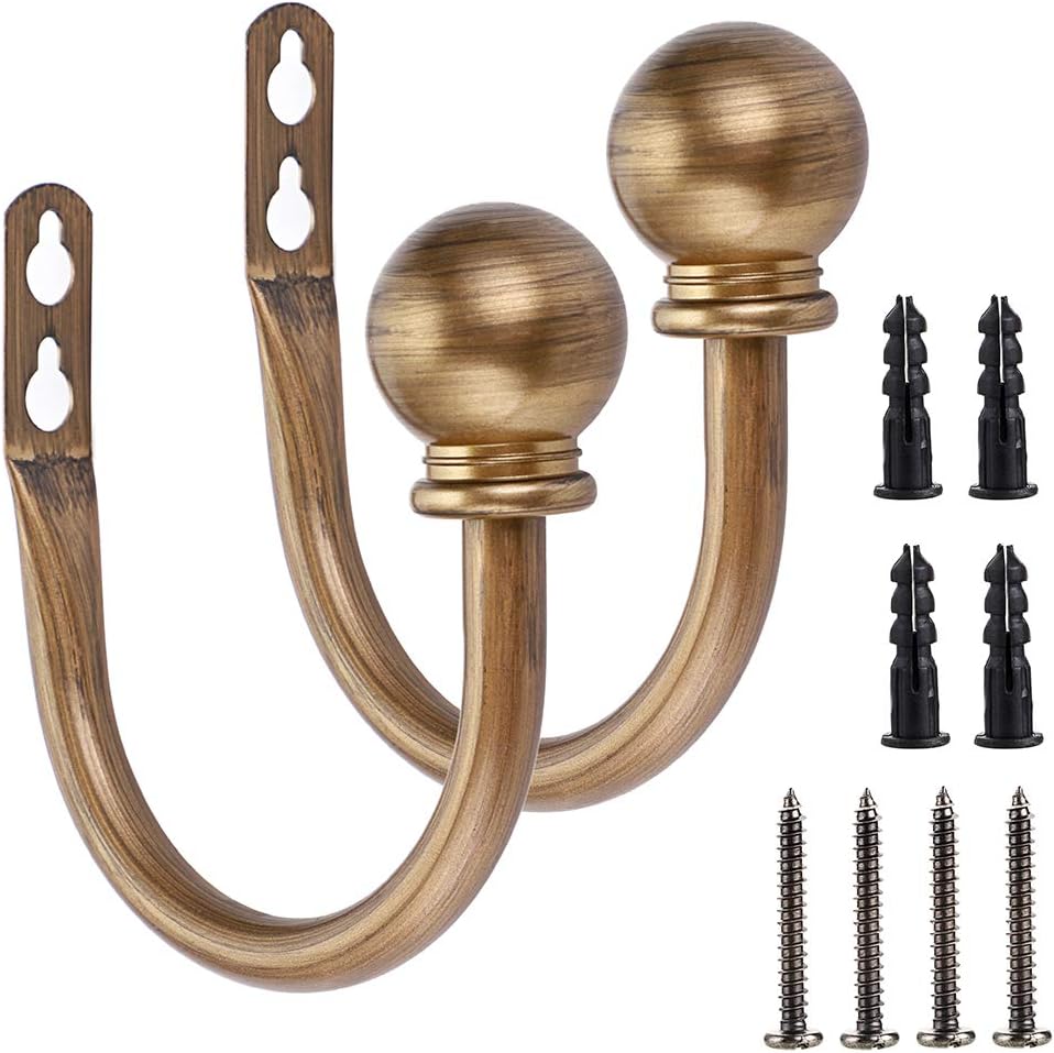 Sumnacon 2 Pcs Metal Decorative Curtain Holdbacks, Wall