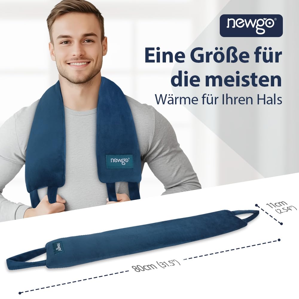 NEWGO Wärmekissen Nacken für Mikrowellen , Nackenwärmer Wärmetherapie für Nacken Hals und Schultern – Lindert Verspannungen, Schmerzen und Stress – Wiederverwendbar 80×11cm