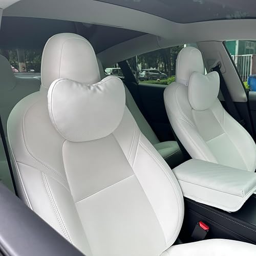Miniatura 7 de TESBEAUTY - Almohada de cuero de napa para reposacabezas de asiento, 2 paquetes para Tesla, almohada cervical diseñada exclusivamente para Tesla