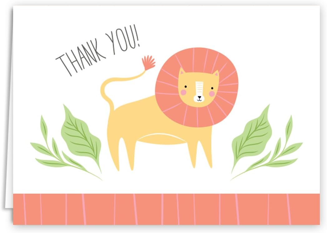 Canopy Street Jungle Animal Baby Thank You Greeting Cards / 36 Gratitude Note Cards / 6 Child Safari Thanks Designs / 3 1/2" x 4 7/8" Baby Shower Birthday School Appreciation Cards/Made In The USA - Image 5