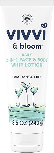VIVVI  BLOOM Loción suave 2 en 1 para cara y cuerpo de bebé hidrata la piel desarrollada para ayudar a prevenir la sequedad durante 48 horas