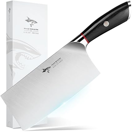 Cleaver Knife - MAD SHARK Pro Kitchen Knife 7 Inch Chinese Chefs Knife, German High Carbon Stainless Steel Meat Cleaver Knife with Ergonomic Handle, Ultra Sharp, Mens Choice for Home Kitchen