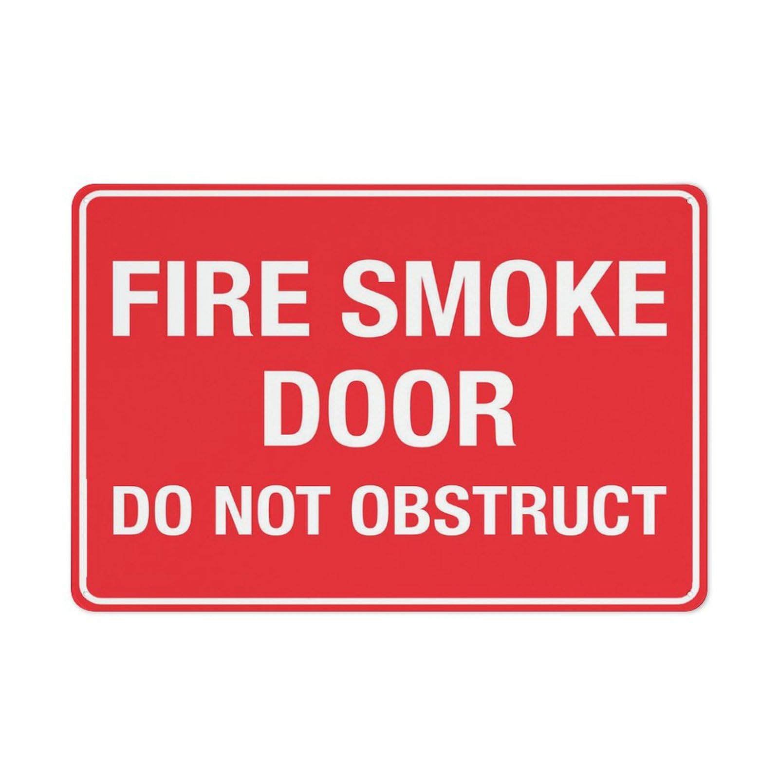 Fire Smoke Door - Do Not Obstruct Sign, 8x12 Inch Premium Aluminum Yard Sign for House, Sun-Proof, Rust-Free