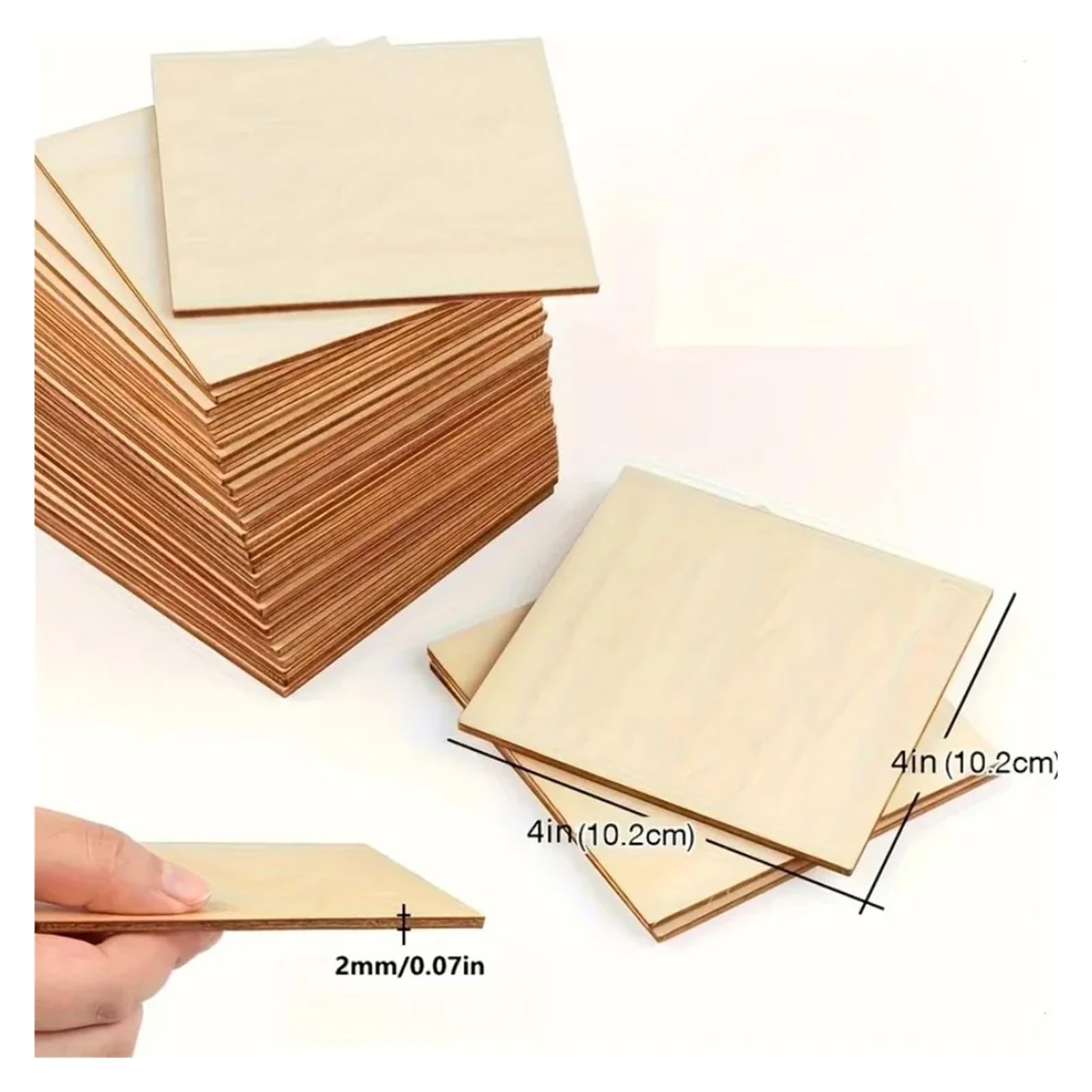 Tallar madera 4/8/16/30 piezas de madera contrachapada de tilo sin terminar, 4 x 4 pulgadas, 2 mm de grosor, para manualidades, grabado láser, palos de madera para quemar madera (rotundidad 10 x 10 cm