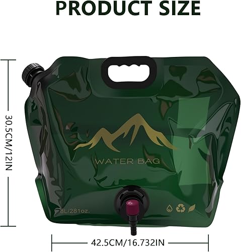 Miniatura 2 de Contenedores de almacenamiento de agua, jarra de agua plegable de 2 galones (8 L), contenedor de agua de grado alimenticio sin BPA con espita,