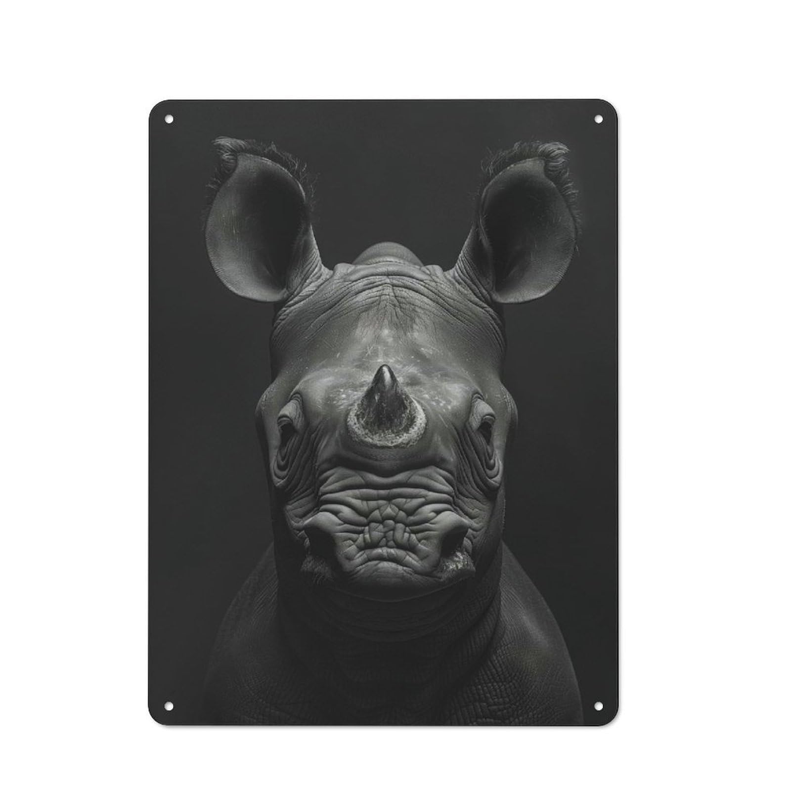 Junmoney Black Rhino Portrait 40X30cm Rustic Metal Sign With For Kitchen Or Home Bar, For Metal Sign Collectors, For Garage And Workshop Walls