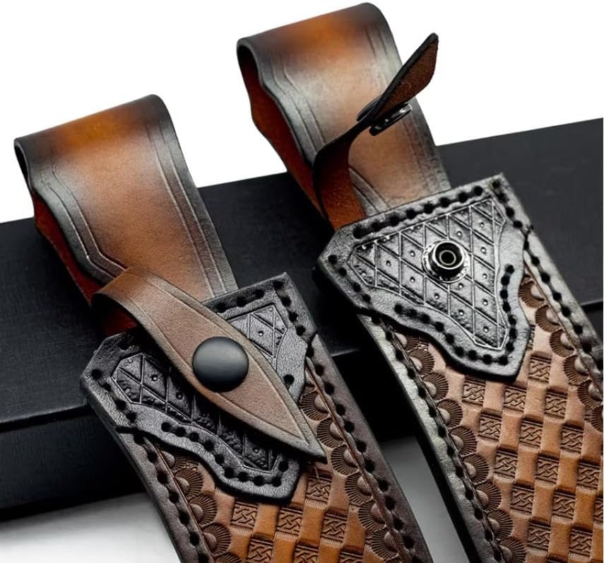 1PC Knife Sheath for Belt with Snap Closure, Handmade Leather Protective Cover Fits for Outdoor Camping, Hiking