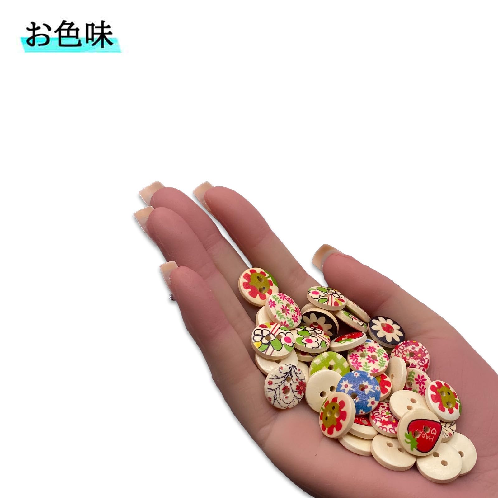 Amazon | ノーブランド品 ボタン 手芸 かわいい ウッド 木製 15mm 100