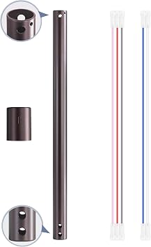 ZMISHIBO 36 Inch Ceiling Fan Downrod with Coupler, 1" Diameter and 36" Height Ceiling Fan Extension Rod with Wires, Downrods Extension for Most of Ceiling Fans, Oil Bronze, Not Threaded