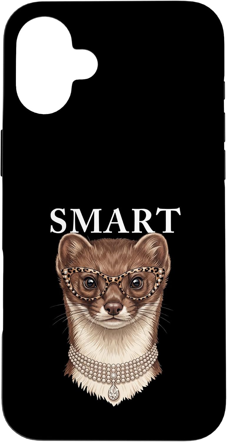 Funny Necklace Leopard Glasses Smart Weasel Case for iPhone 16 Plus