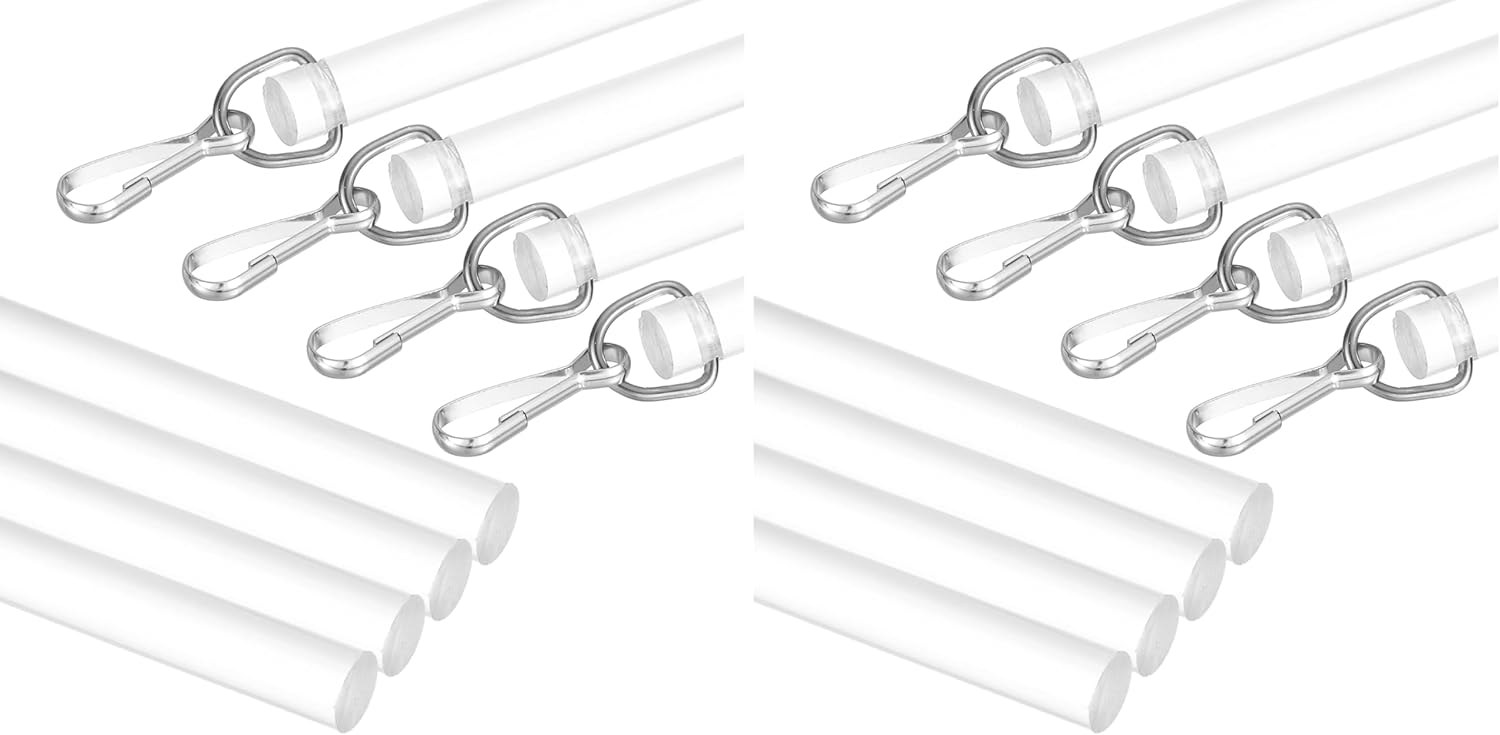 uxcell 4Pcs 12" Acrylic Drapery Wand, Invisible Curtain Pull Rod with Hook, Universal Tilt Wand Replacement Part for High Hanging Curtain Opening-Closing, Clear (Pack of 2)