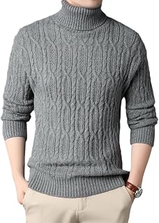 BANLUX Mens Pullover Sweater - Warm Autum Winter Fashion Pullover Knit Turtleneck Sweater Men Preppy Solid Color Casual Mens Clothing