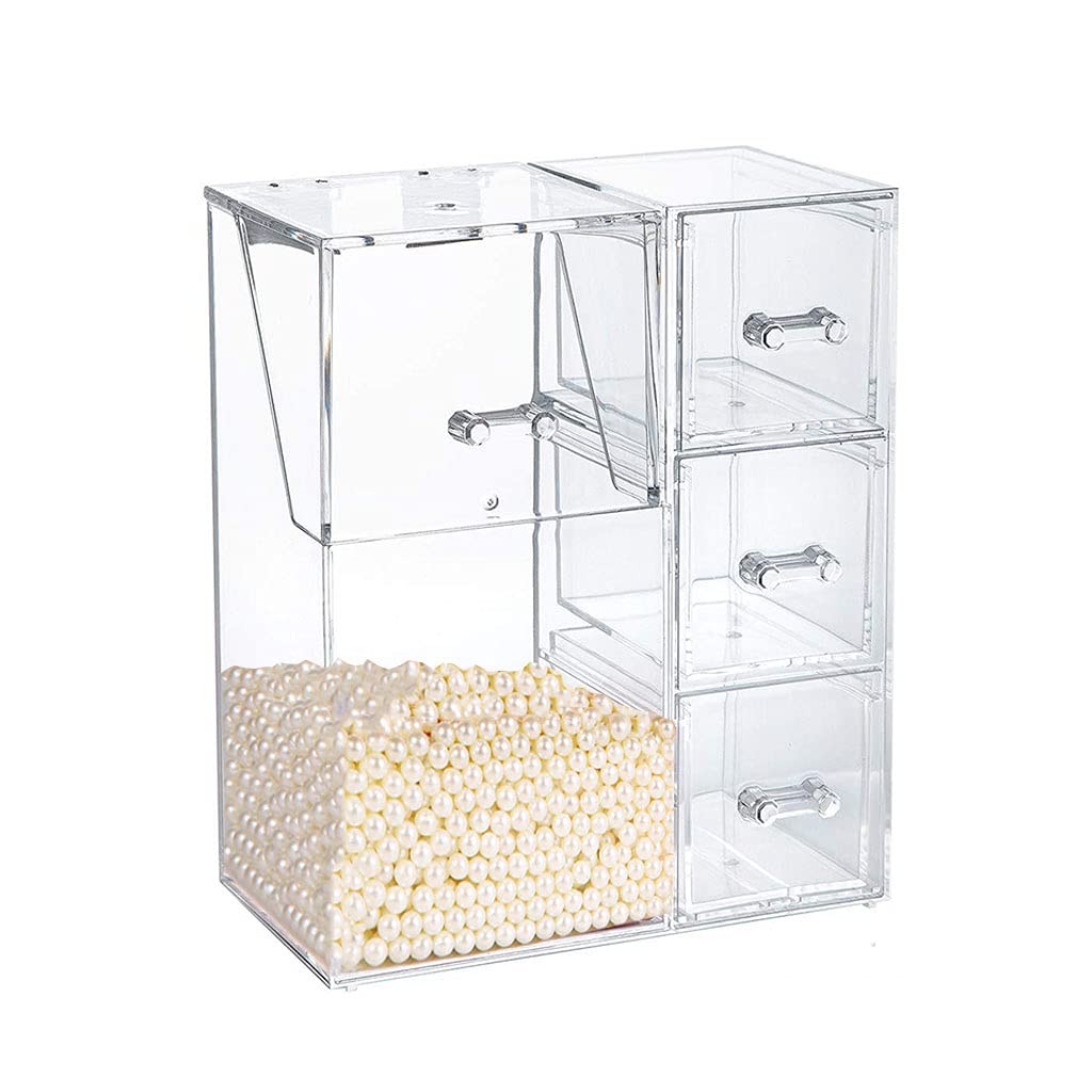 Porta pennelli da trucco con coperchio antipolvere cassetto perla acrilico trasparente